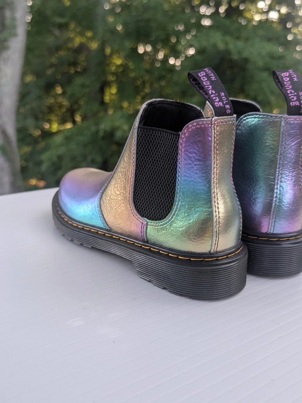 Dr. Martens J Girls 5. Iridescent Chelsea Boots - Teal & Purple Shine